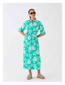 LC Waikiki Kvetinové dámske košeľové šaty s krátkym rukávom