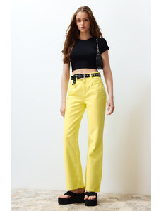 Trendyol Collection Žlté džínsy so širokým pásom