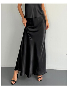 Fiori Luxusná kvalitná dlhá saténová sukňa v maximálnej dĺžke s elastickým pásom