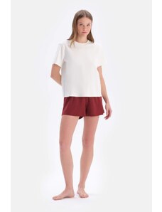 Dagi Ecru-Burgundy 2-Pack Modal Knitted Shorts