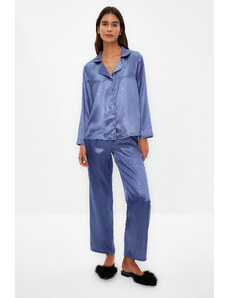 Trendyol Collection Súprava tkaného pyžama Premium so vzorom modrej hviezdy