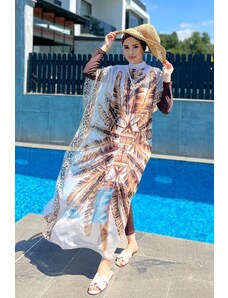Remsa Mayo Vzorované single Kaftan Pareo na hidžábových plavkách 430-300 maldivská hnedá