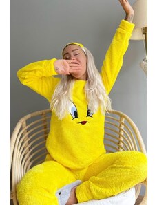 Pijamaevi Kompletná súprava plyšového pyžama so vzorom žltého vtáčika