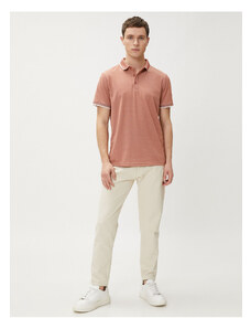 Koton Slim Fit tričko s gombíkom s krátkym rukávom s polokrkom
