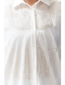 Trendyol Bridal White Woven Embroidered 100% Cotton Shirt
