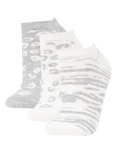 DeFacto Dámske 3-dielne bavlnené čižmové ponožky s leopardím vzorom Z8625azns