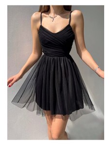 lovebox Podšitá tylová látka Princess Design Čierne večerné šaty Čierne šaty na promócie 139