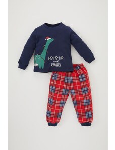 DeFacto Sada flanelového pyžama s dlhým rukávom pre chlapčeka s vianočným motívom