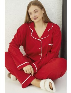 ELİTOL Pyžamová súprava nadmernej veľkosti - Červená - Bez vzoru