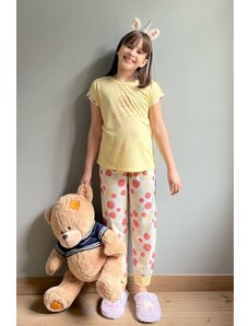 Pijamaevi Dievčenská pyžamová súprava s krátkym rukávom s citrónovou potlačou