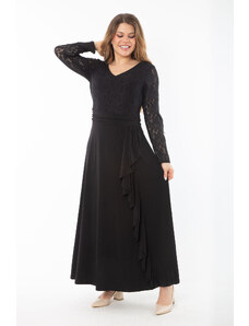 Şans Večerné šaty nadmernej veľkosti - Čierna - Línia A