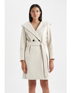 DeFacto Kašmírový kabát s kapucňou a opaskom Regular Fit A0991ax23wn