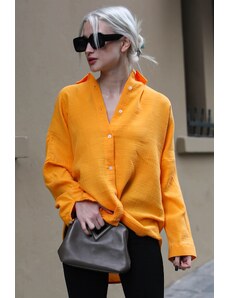 Madmext Oranžová mušelínová tkanina Basic dámska košeľa Mg1660