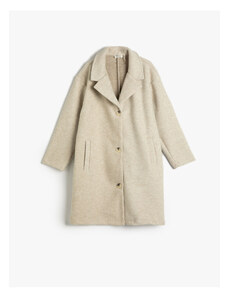 Koton Long Coat with Button Closure, Pocket Detailed