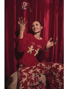 DeFacto Súprava fleecovej pyžamovej pyžamy s motívom nového roku pre posádku