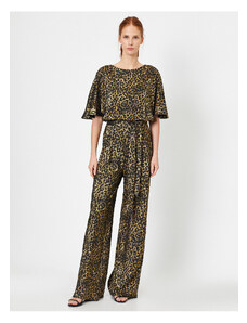 Koton Večerné šaty overal s leopardím vzorom s krátkym rukávom