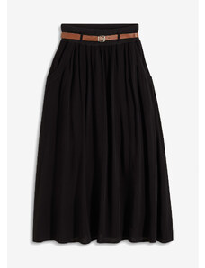 bonprix Maxi sukňa s opaskom (2-dielna sada), farba čierna