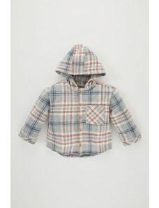 DeFacto Chlapčenská flanelová košeľa s dlhým rukávom a kapucňou