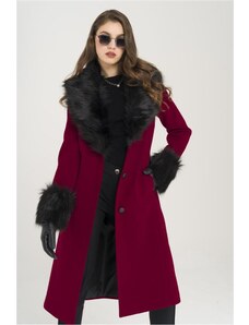 Olcay Stredne dlhý kabát s odnímateľným golierom a rukávmi a zapínaním na gombík FES
