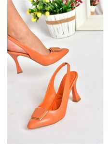 Fox Shoes 09 Oranžová pracka na hrubom podpätku dámske topánky