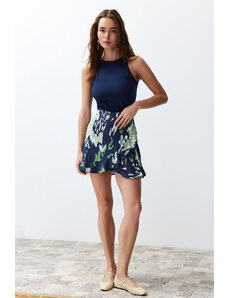 Trendyol Navy Blue Patterned Skirt Frilly Viscose Woven Shorts Skirt