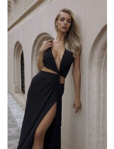 MAİ COLLECTİON Nora Čierne šaty s nízkym strihom