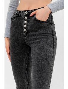 Domoda Smoked Front Multi Button Jeans Skinny Tight Fit Denim Jeans