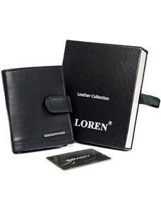 Vertikálne kožené puzdro na karty so sponou a priehradkou na bankovky - Loren