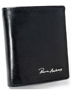 Vertikálna pánska peňaženka z hladkej prírodnej kože, RFID ochrana Stop - Pierre Andreus