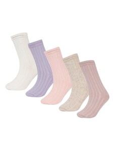 DeFacto Dievčenské 5-dielne bavlnené dlhé ponožky C2904a8ns