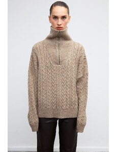 VATKALI Pletený sveter s rolákovým zipsom