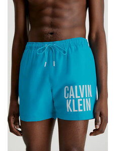 Calvin Klein Pánske rýchloschnúce látkové plavky bežného strihu tyrkysové plavky -CVZ