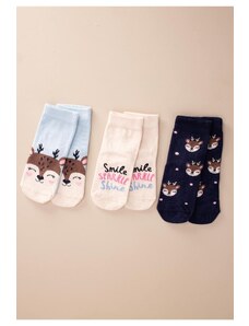Cigit Trojité vzorované detské ponožky 3-12 ročný vzor jeleňa