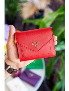 Garbalia Vegánska kožená mini červená dámska peňaženka Columbia s priehradkou na mince a voľným držiakom na karty