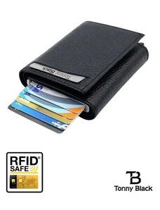 Tonny Black Originálny automatický mechanizmus v krabici s ochranou proti krádeži Rfid peňaženkou s držiakom na peniaze a kartu