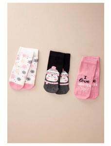 Cigit Trojité vzorované detské ponožky 3-12 ročný vzor tučniaka