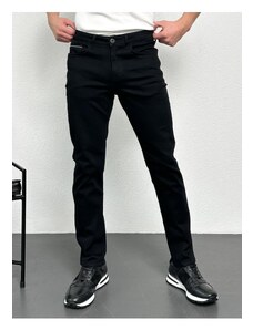 HLT JEANS Pánsky čierny pruhovaný model Regular Fit Uvoľnený strih Flexibilná Lycra Denim Jeans Jeans Hlthe001914