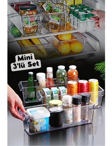 Nandy Home Mini vysoký priehľadný organizér na chladničku a skrinku 3 kusy