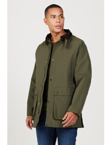 AC&Co / Altınyıldız Classics Pánsky khaki zateplený vetruodolný kabát s kapucňou a stojačikom Standard Fit