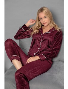 ELİTOL Súprava zamatového pyžama na gombíky