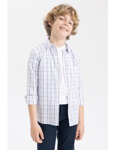 DeFacto Chlapčenská kockovaná popelínová košeľa s dlhým rukávom Z1033a623sp