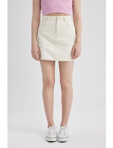 DeFacto Cargo Fit Jean Mini 100% bavlnená sukňa