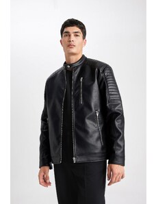 DeFacto Slim Fit valentínska kožená nepremokavá bunda z umelej kože
