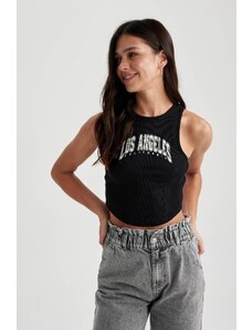 DeFacto Fitted Printed Crew Neck Crop Athlete A6298ax23sm