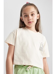 DeFacto Dievčenské tričko s krátkym rukávom a vreckovou potlačou A4129a823hs