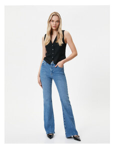 Koton Flare Jeans Slim Fit High Waist Flexible Cotton Pocket - Victoria Slim Jean
