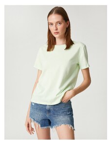 Koton Základné tričko z bavlny s krátkym rukávom s výstrihom