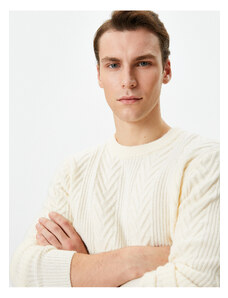 Koton Knitwear Sweater Crew Neck Knit Textured Long Sleeve