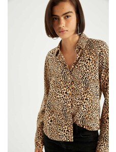 DeFacto Viskózová košeľa Regular Fit s leopardím vzorom