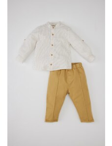 DeFacto Chlapčenské pruhované popelínové nohavice s dlhým rukávom sada 2 ks B9264a524sp